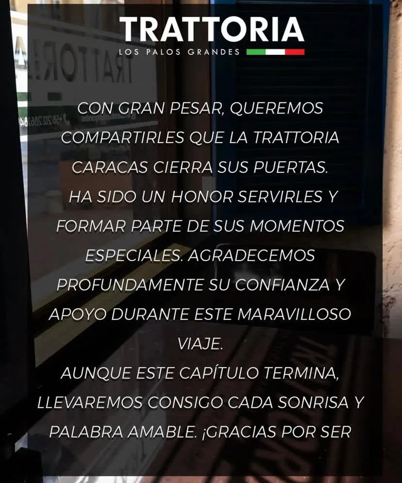 4 restaurantes de Caracas anunciaron su cierre definitivo