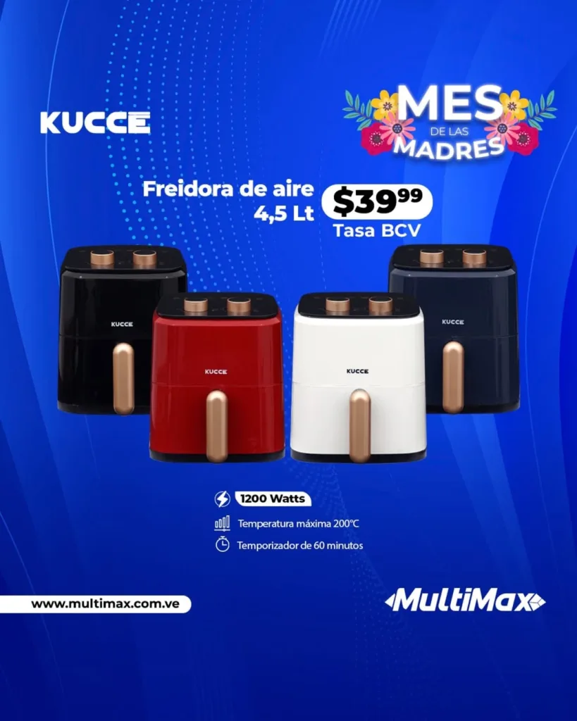 Freidora de aire de 4,5 litros de Kucce en Multimax por el Día de las Madres