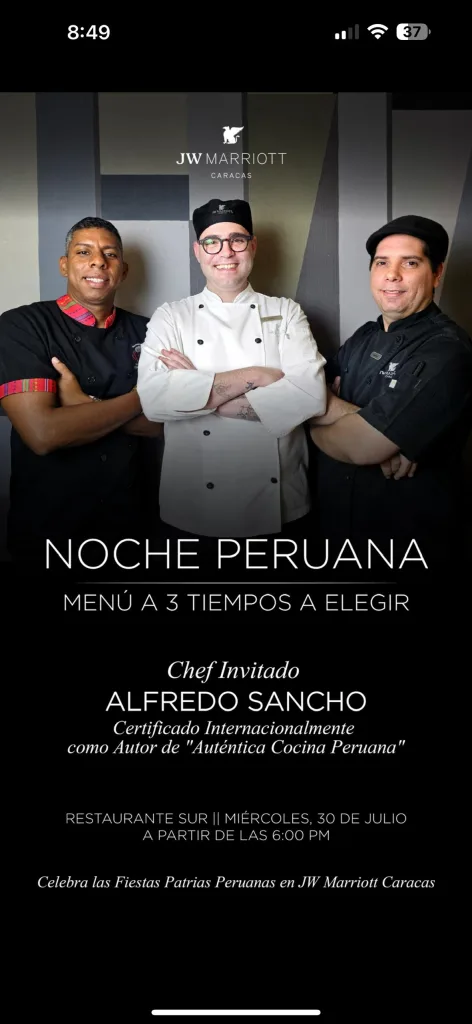  cena peruana en JW Marriott