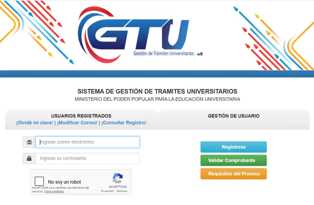 Interfaz del GTU
