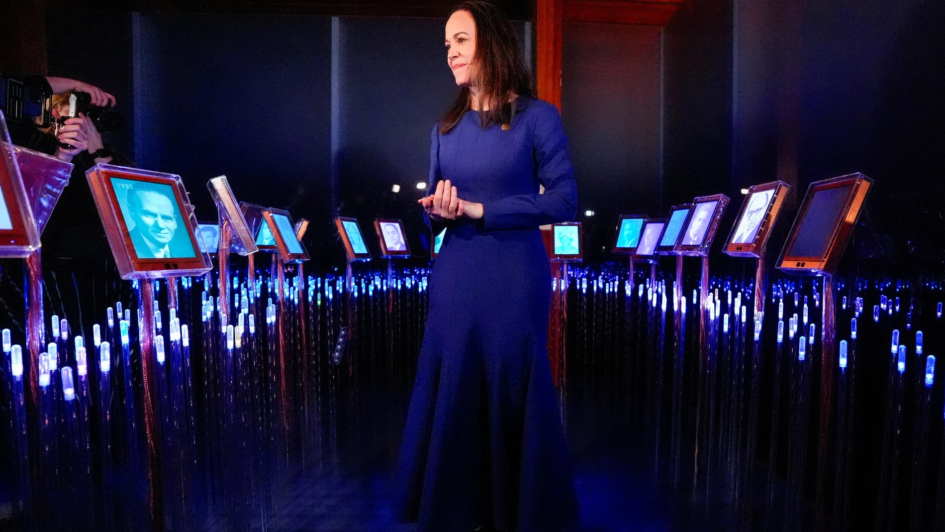 María Corina Machado en la exposición del Centro Nobel