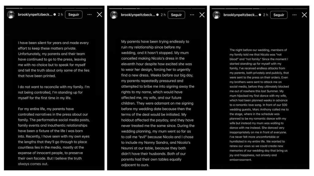 Comunicado de Brooklyn Beckham del 19 de enero