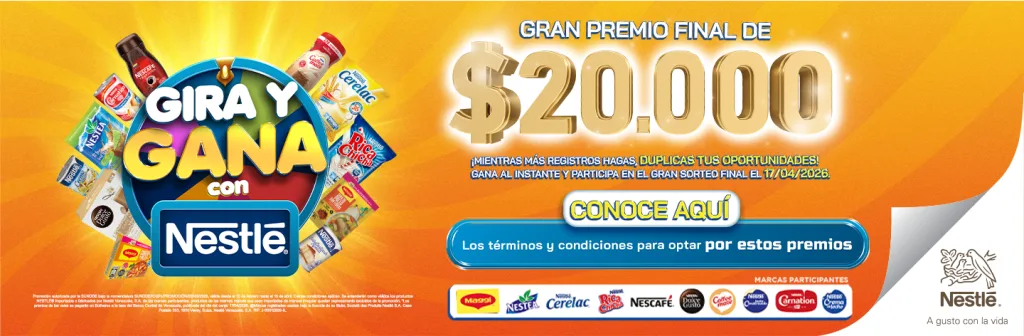 Activan la promoción "Gira y gana de Nestlé" con un primer premio de $20.000