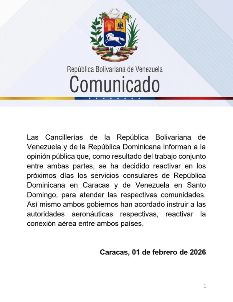 Comunicado oficial del gobierno venezolano