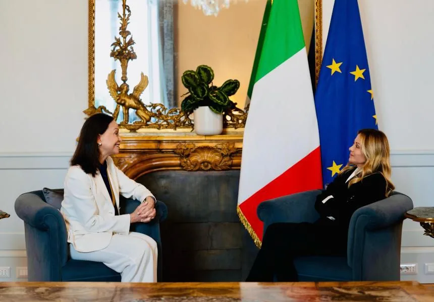 Giorgia Meloni y María Corina Machado conversaron en Roma sobre Venezuela