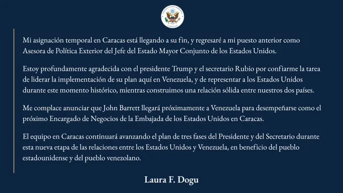Encargado de Negocios de la Embajada de los Estados Unidos en Guatemala en enero de 2026