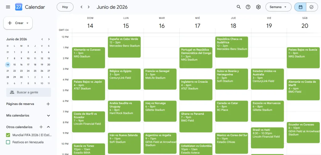 Así es como se ve el calendario en Google Calendar