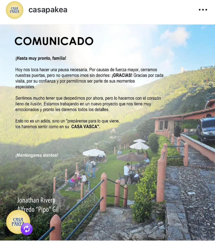 Cierra Casa Pakea en Galipán