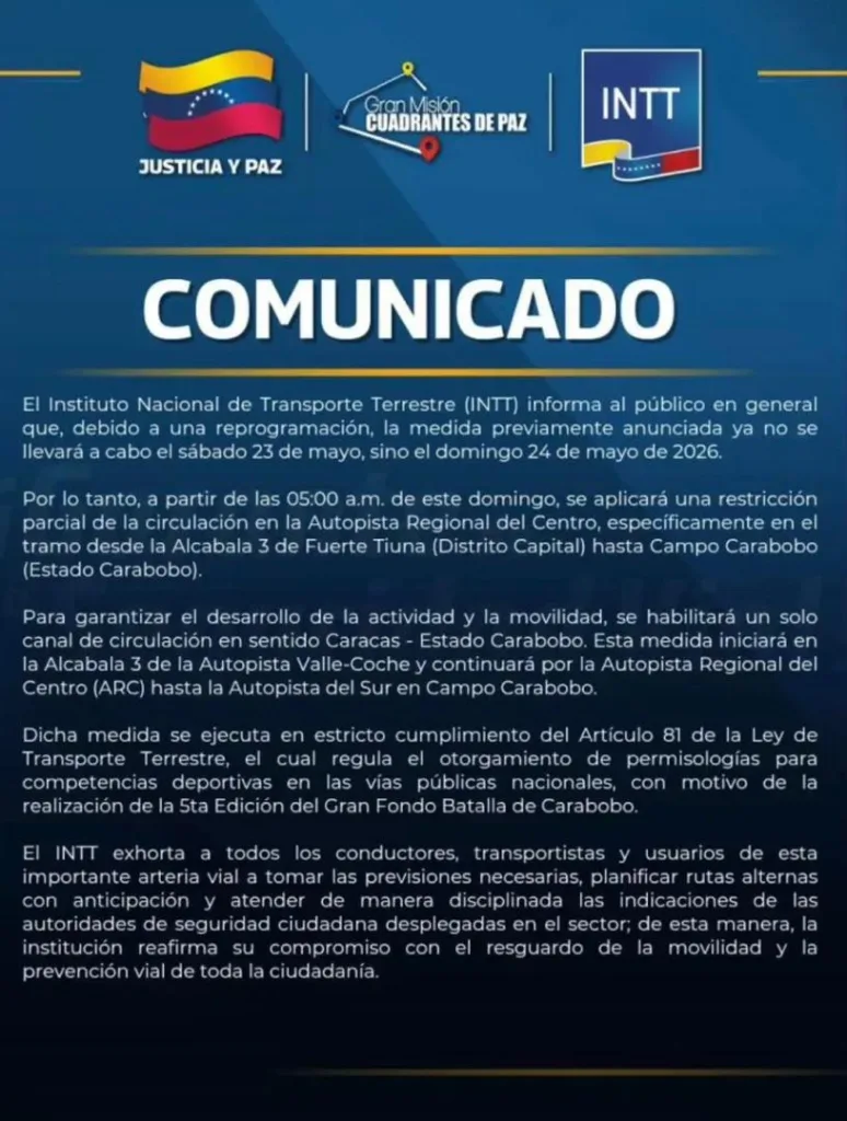 Reprograman el cierre de la Autopista Regional del Centro para este domingo 24