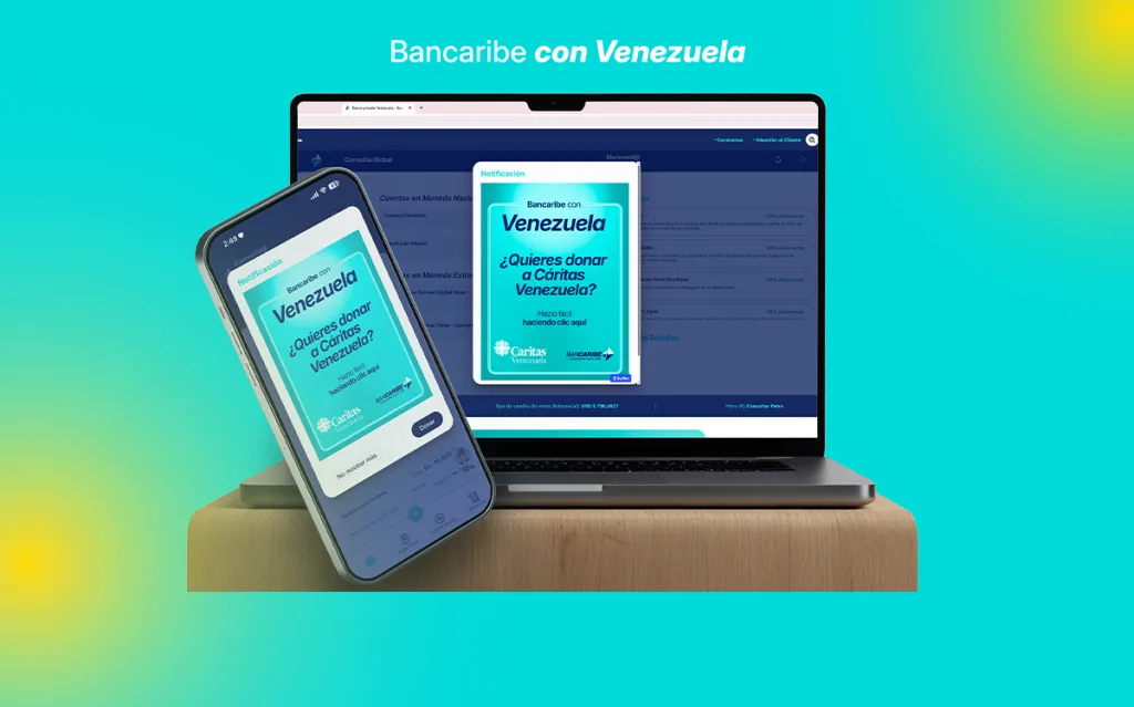 Al entrar en Conexión Digital, vía web o App, los clientes de Bancaribe verán la opción de Donar. Al hacer clic, les presentará la pantalla de transferencia precargada con los datos de la institución, donde podrán poner el monto del donativo de manera rápida y sencilla. Como apoyo adicional a la población afectada, Bancaribe igualará el monto de las donaciones realizadas en la cuenta de Cáritas Venezuela