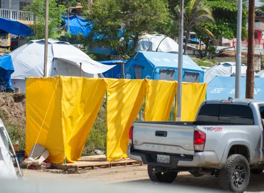 Las duchas de emergencia ubicadas en Mare Abajo