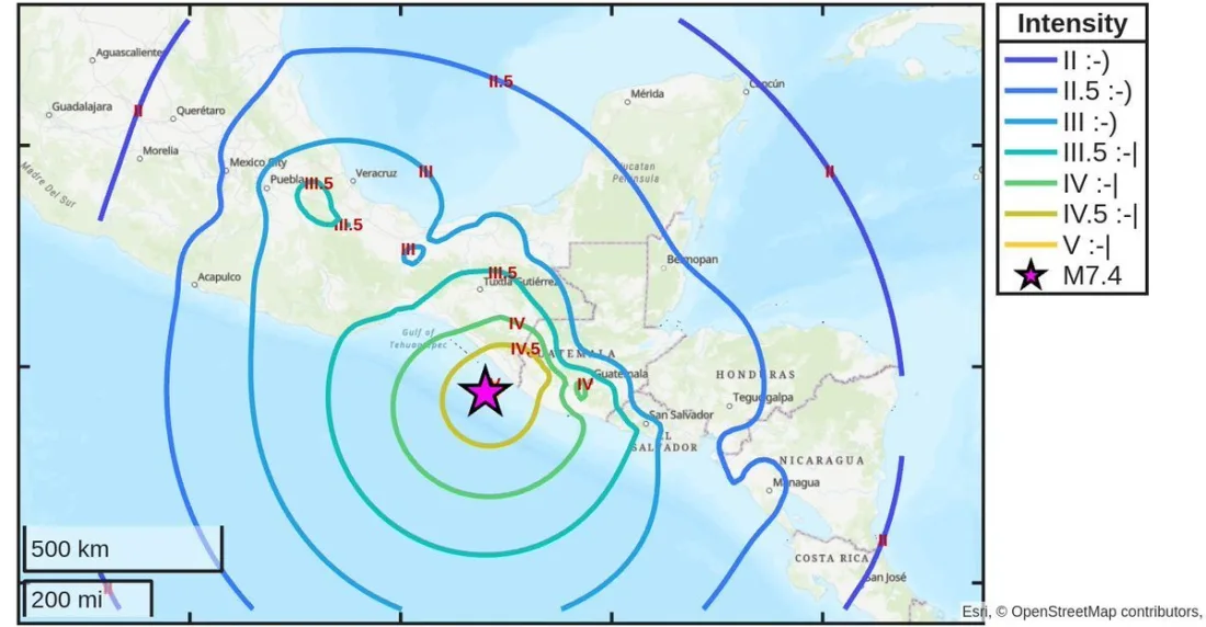 Terremoto de 7,4 afecta el sur de México y se siente en Guatemala y El Salvador