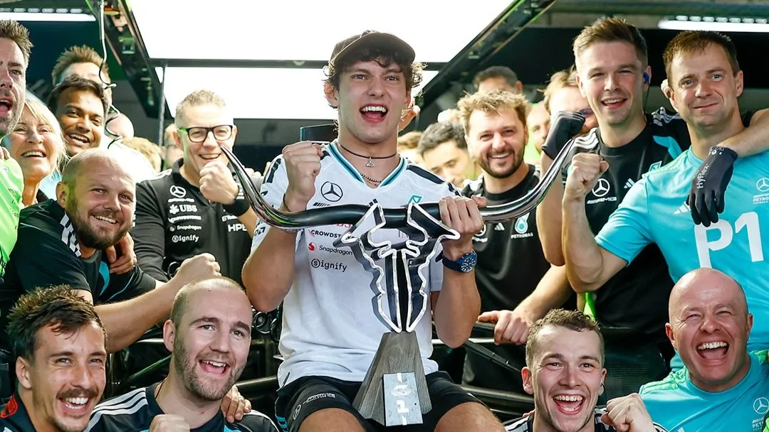 Con la victoria de Antonelli en USA, el italiano se va a México con la posibilidad de quedar campeón de la F1 si queda 9no o mejor en la clasificación final de la carrera. Foto: Mercedes